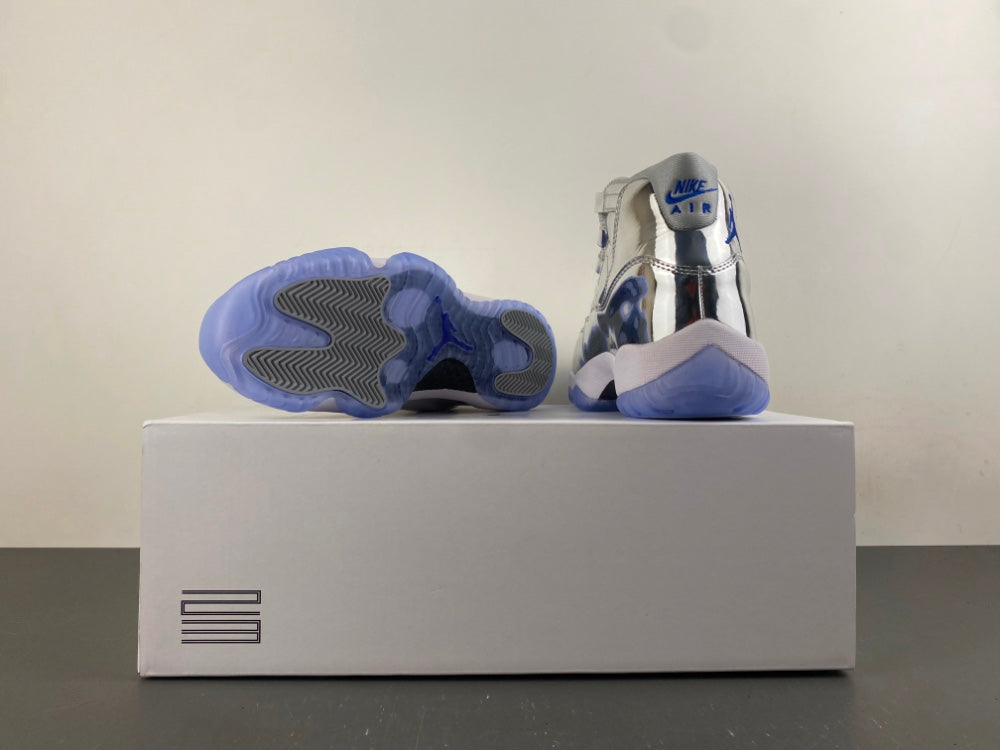 Air Jordan 11 Retro Custom High-Top Sneaker — Metallic Silver