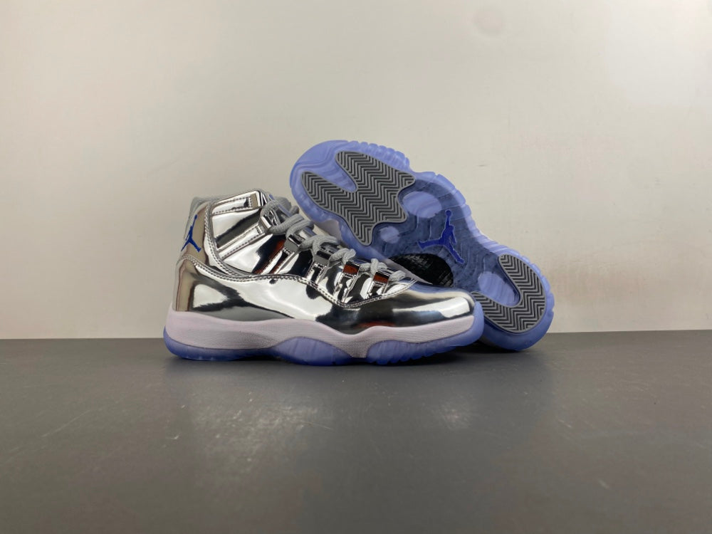 Air Jordan 11 Retro Custom High-Top Sneaker — Metallic Silver
