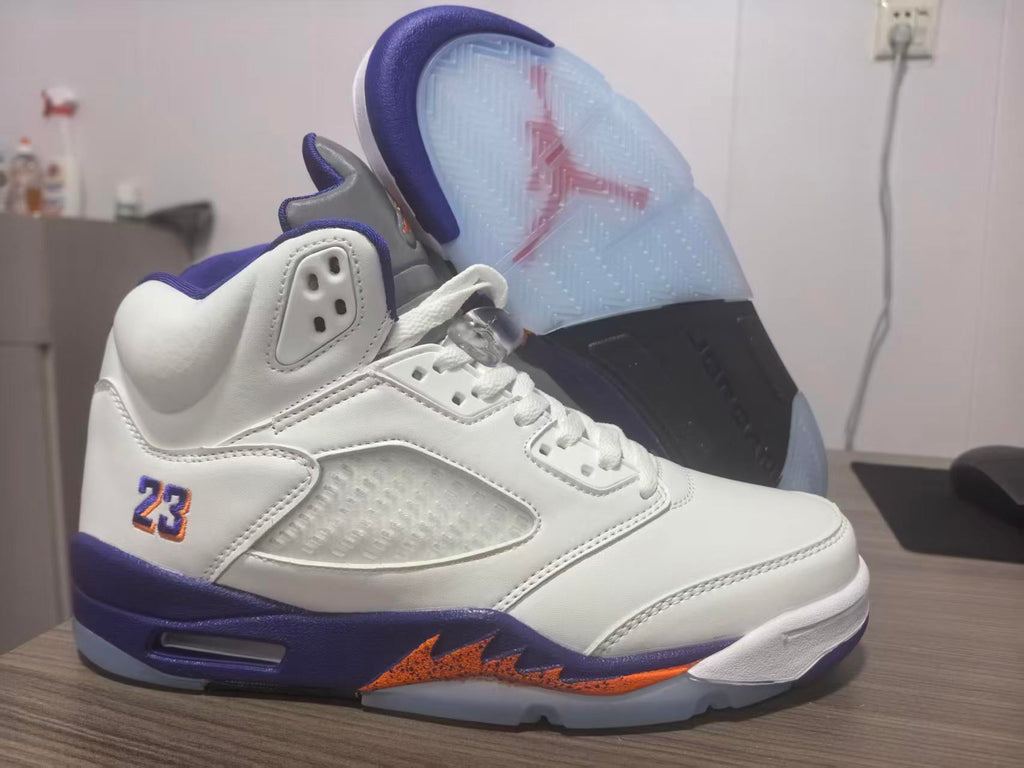Air Jordan 5 Retro — White & Purple Shark Tooth