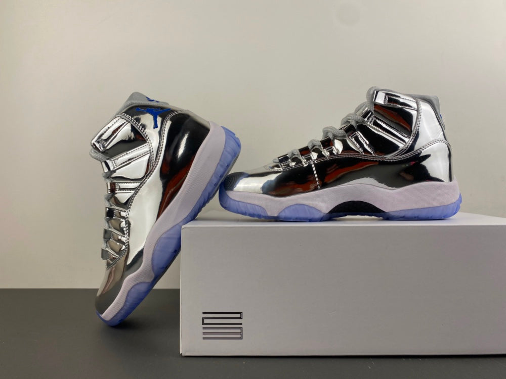 Air Jordan 11 Retro Custom High-Top Sneaker — Metallic Silver