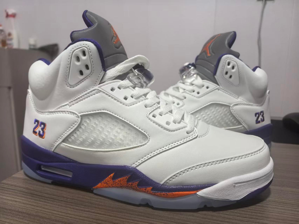 Air Jordan 5 Retro — White & Purple Shark Tooth