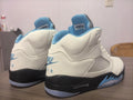 Air Jordan 5 Retro — White & Light Blue Shark Tooth