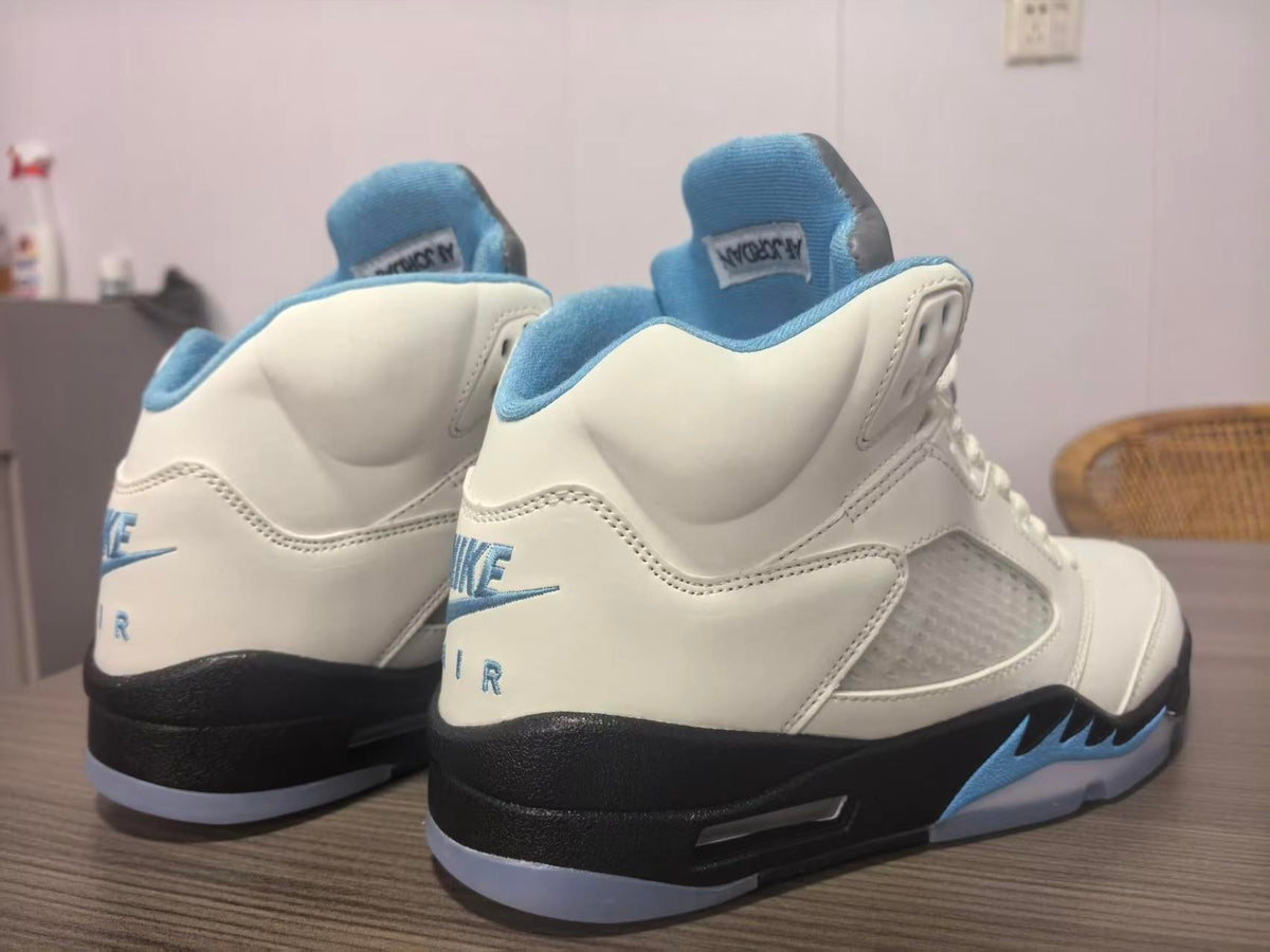 Air Jordan 5 Retro — White & Light Blue Shark Tooth