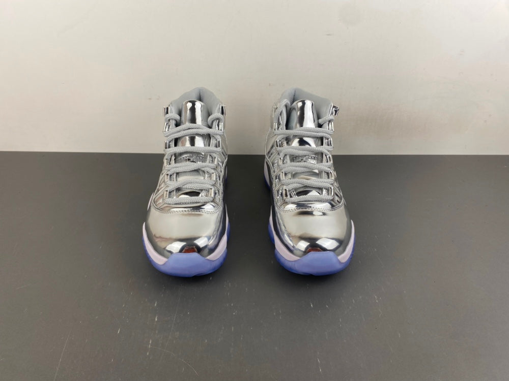 Air Jordan 11 Retro Custom High-Top Sneaker — Metallic Silver